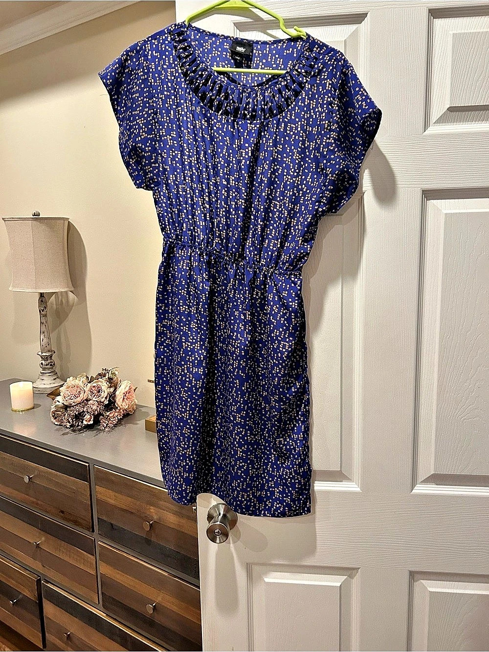 Mossimo Blue & Yellow Abstract Print Mini Dress